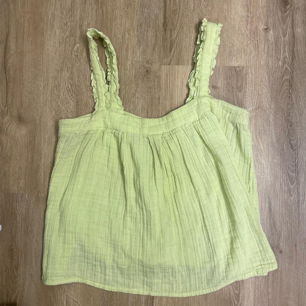 Lime Green Ruffled Sleeve Women’s Tank Top